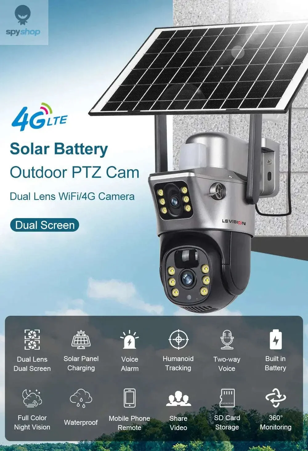 4G Solar Security Camera with Dual-Lens 4K Outdoor Surveillance - Image 9