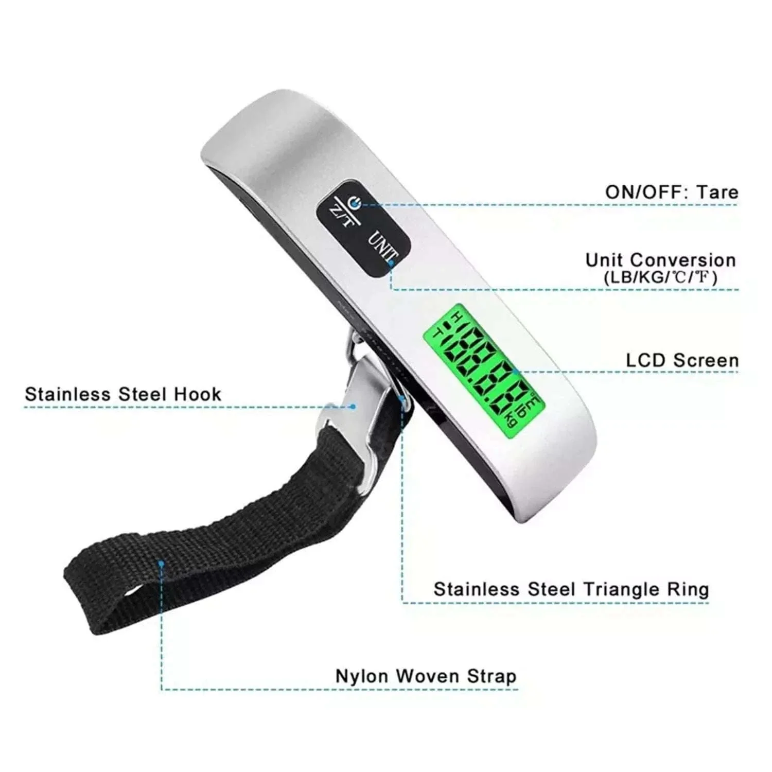 Digital Luggage Scale 110lb/50kg with LCD Display - Image 4