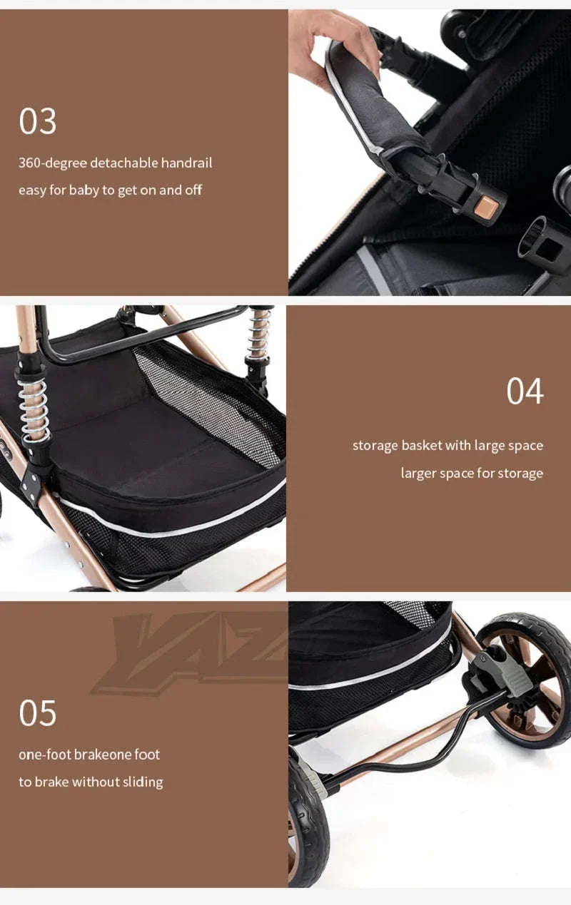 3-in-1 Baby Stroller High-Landscape Travel System - Image 25