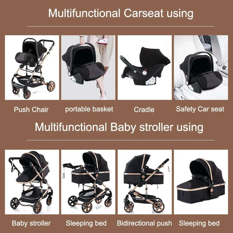 3-in-1 Baby Stroller High-Landscape Travel System - Image 4