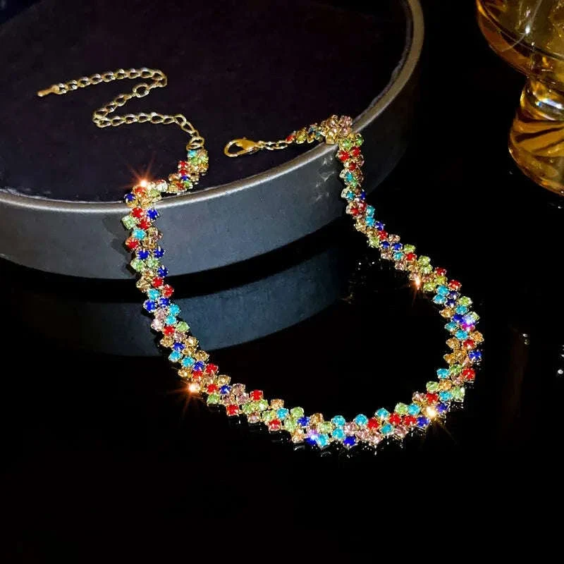 Geometric Crystal Rhinestone Choker Necklace for Evening Looks - Image 9