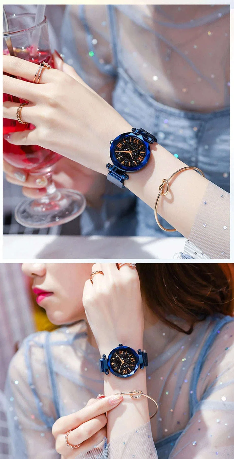 Starry Sky Magnetic Mesh Women's Watch with Luminous Dial - Image 10
