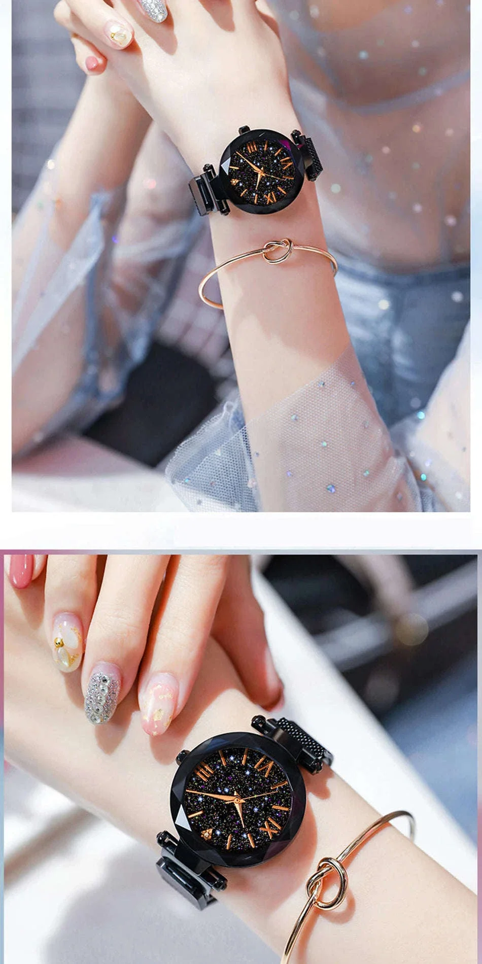 Starry Sky Magnetic Mesh Women's Watch with Luminous Dial - Image 11