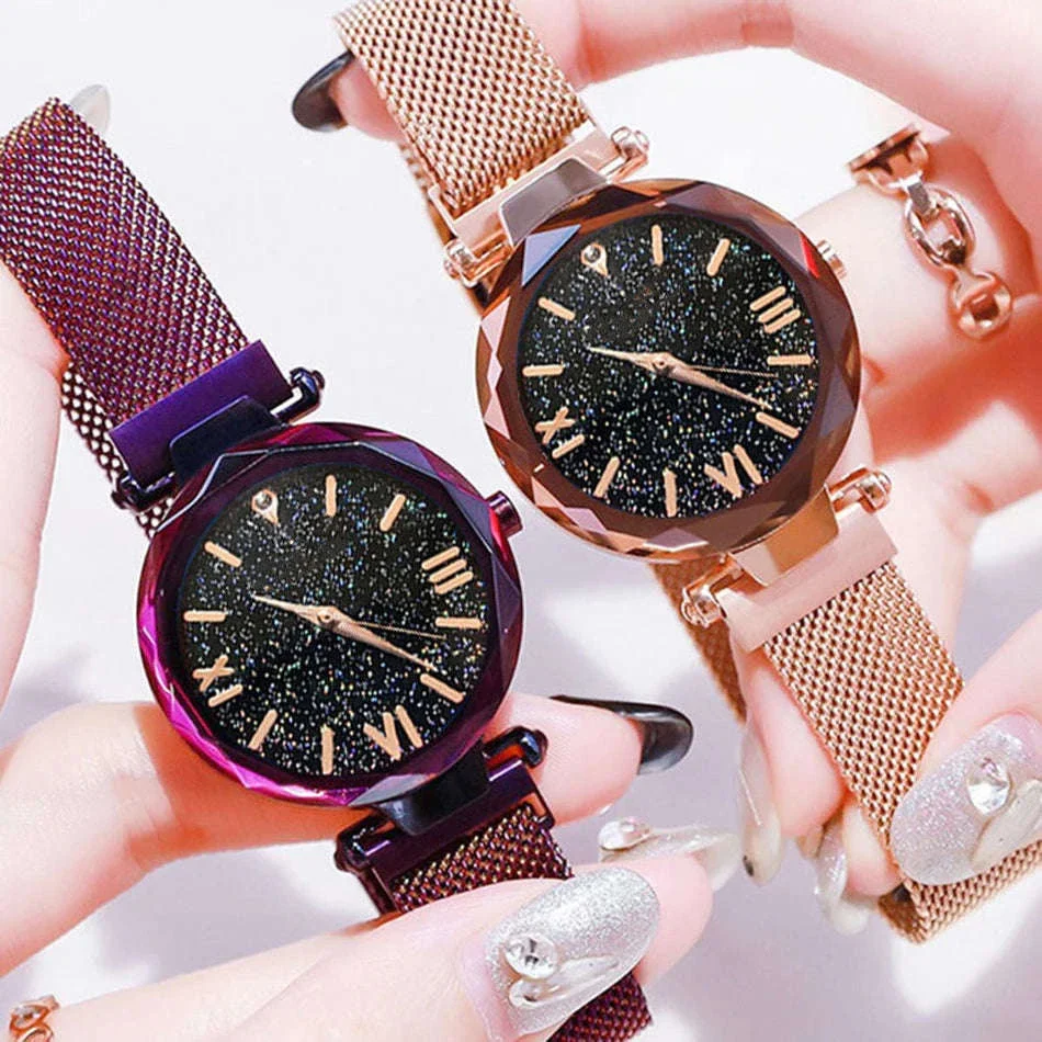 Starry Sky Magnetic Mesh Women's Watch with Luminous Dial - Image 12