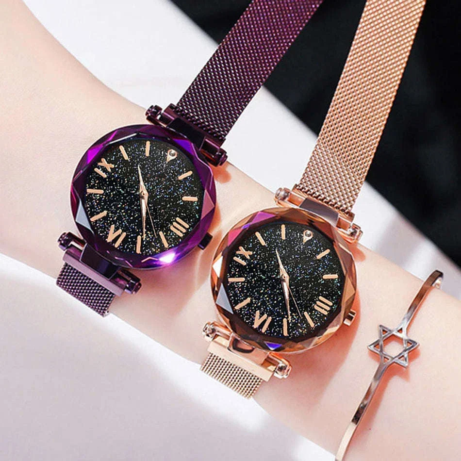 Starry Sky Magnetic Mesh Women's Watch with Luminous Dial - Image 13
