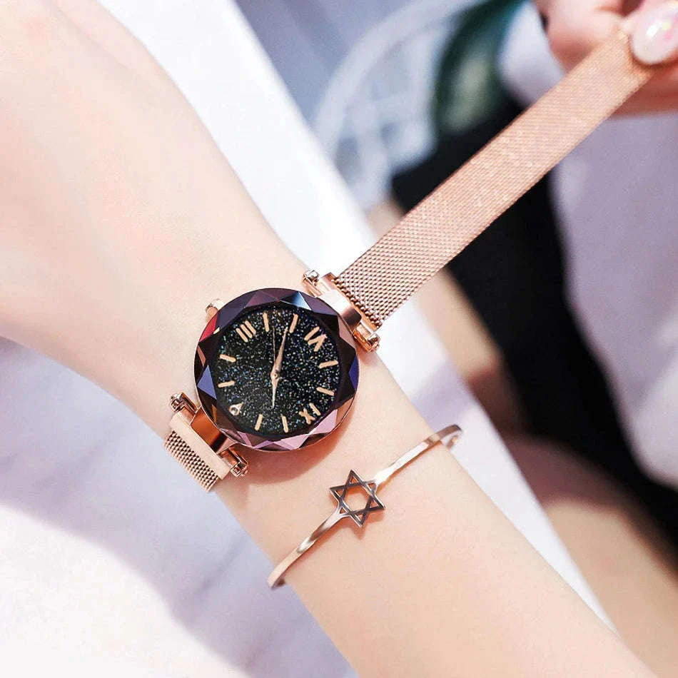 Starry Sky Magnetic Mesh Women's Watch with Luminous Dial - Image 15