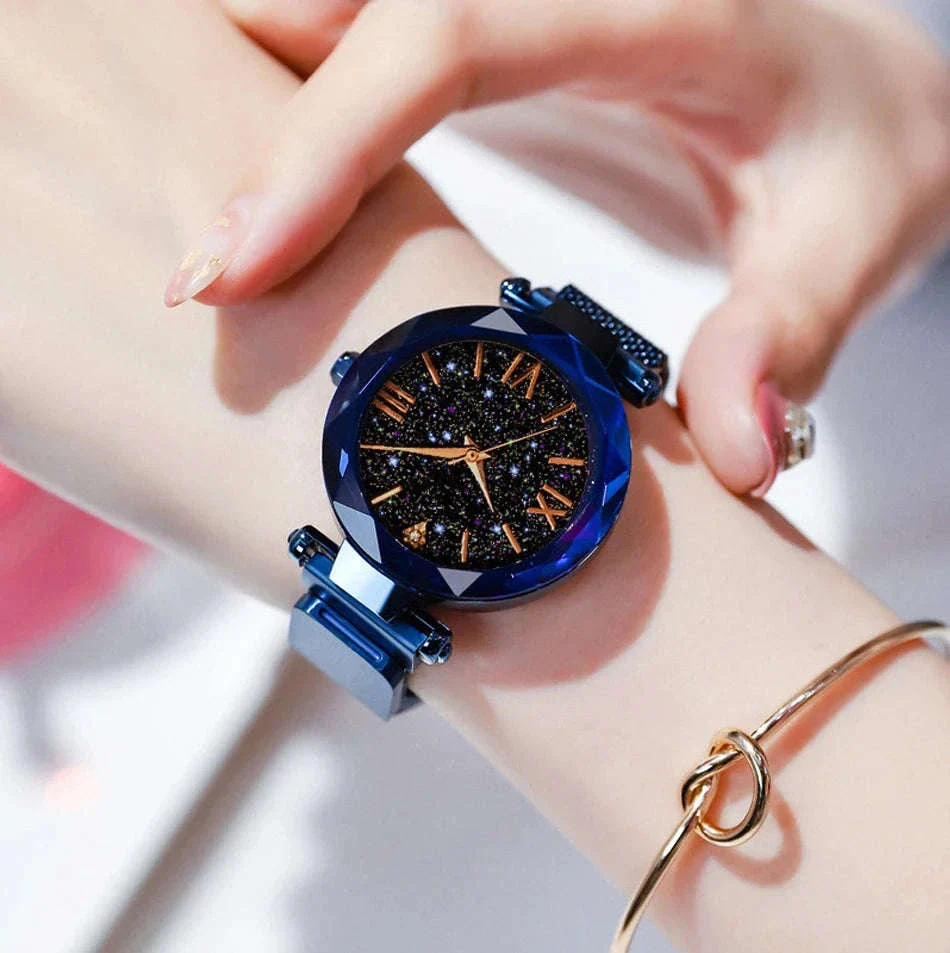 Starry Sky Magnetic Mesh Women's Watch with Luminous Dial - Image 16