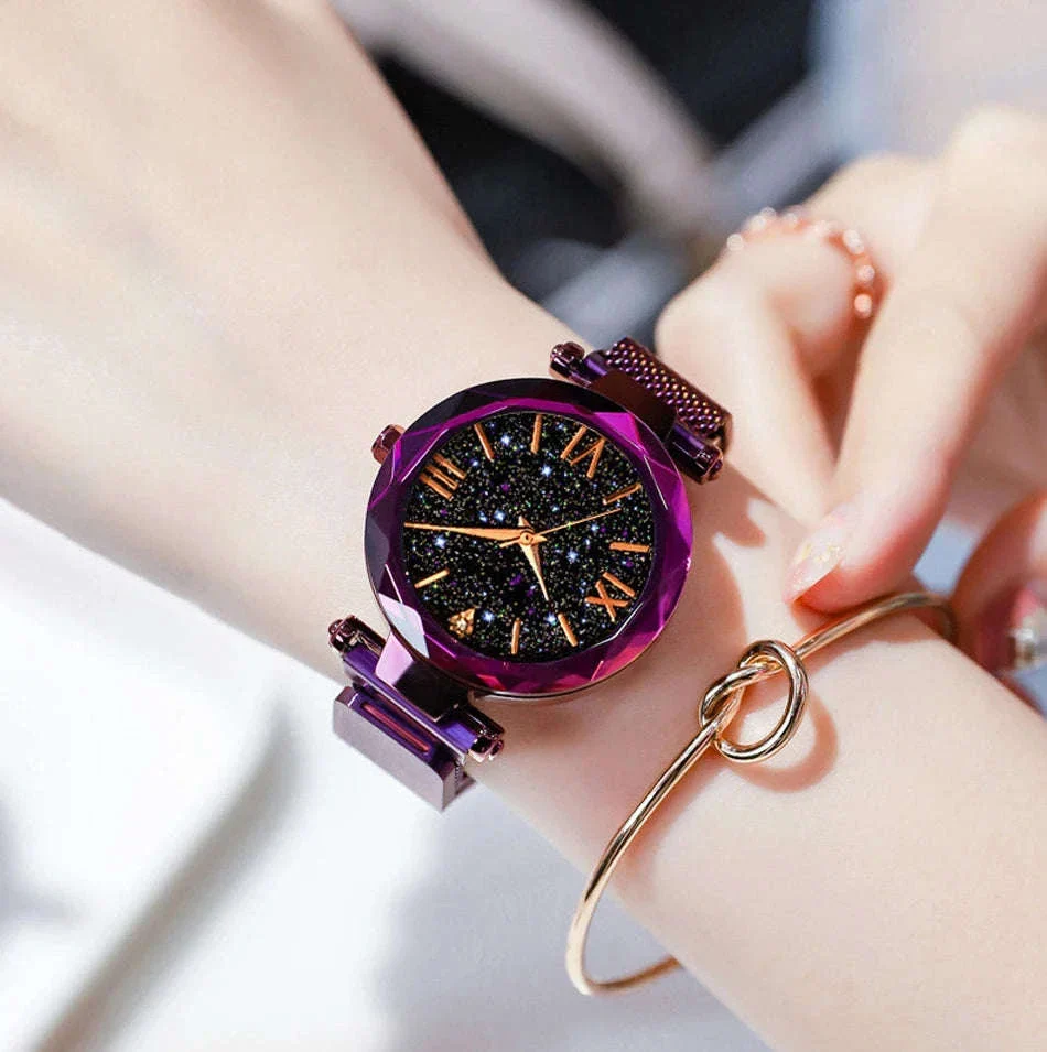 Starry Sky Magnetic Mesh Women's Watch with Luminous Dial - Image 17
