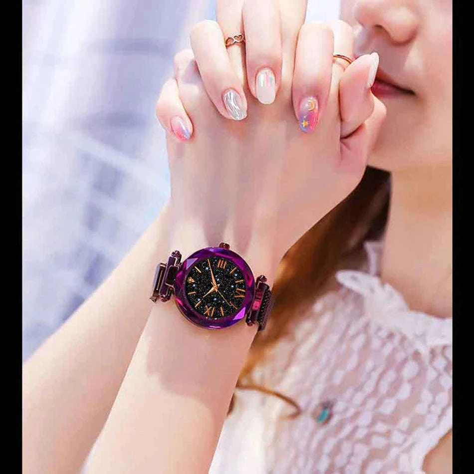 Starry Sky Magnetic Mesh Women's Watch with Luminous Dial - Image 18