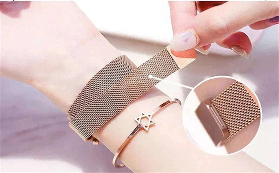 Starry Sky Magnetic Mesh Women's Watch with Luminous Dial - Image 19