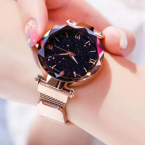 Starry Sky Magnetic Mesh Women's Watch with Luminous Dial - Image 22