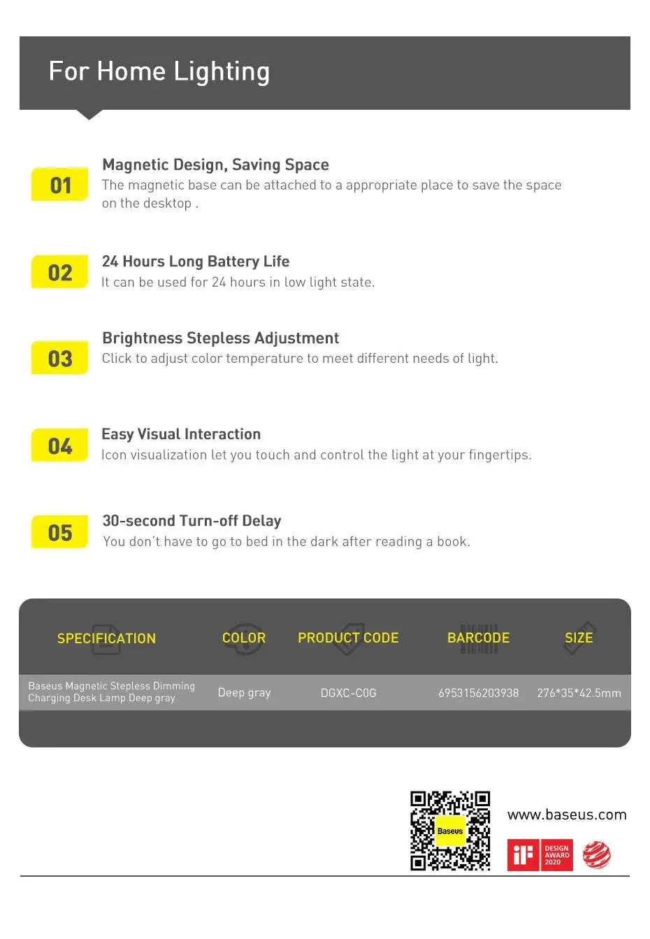 Magnetic LED Night Light with Stepless Dimming & 24H Battery - Image 24