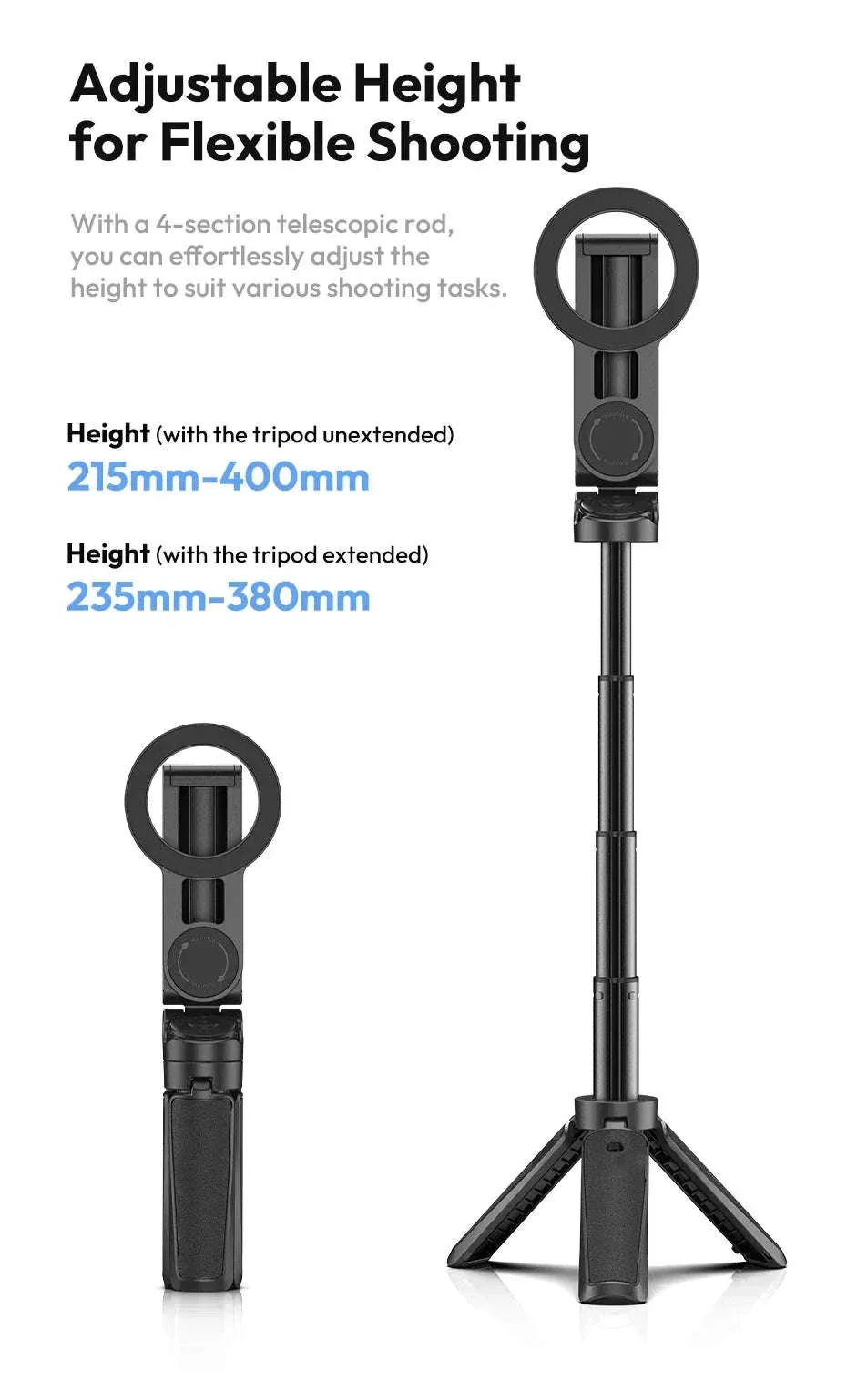 Magnetic Phone Tripod Wireless Grip Selfie Stick - Image 12