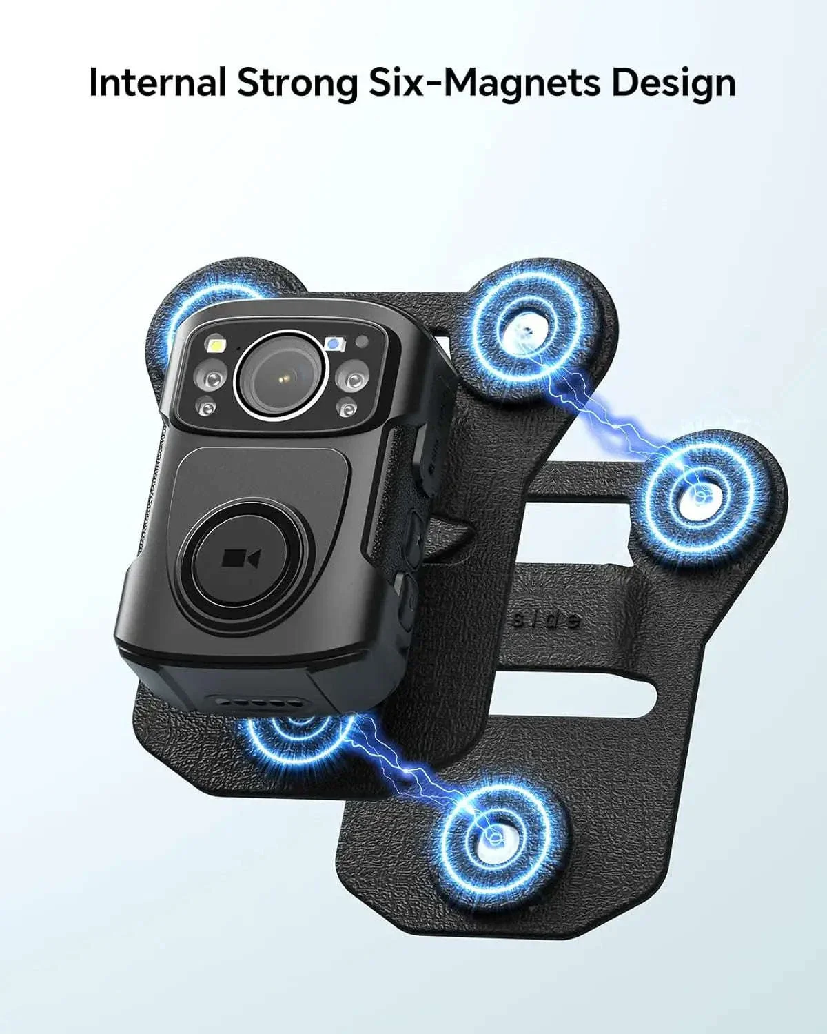 Magnetic Suction Back Clip for Body-Worn Cameras Secure Dual Magnet Hold