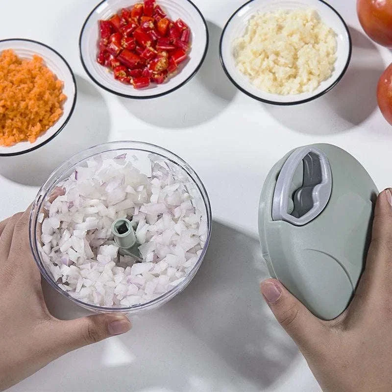 Manual Garlic Chopper & Meat Mincer 500/900ml Kitchen Cutter - Image 4