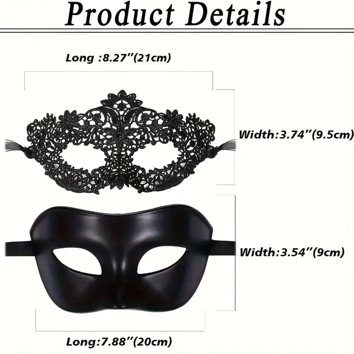 Black Lace Masquerade Mask Set for Couples - Image 6