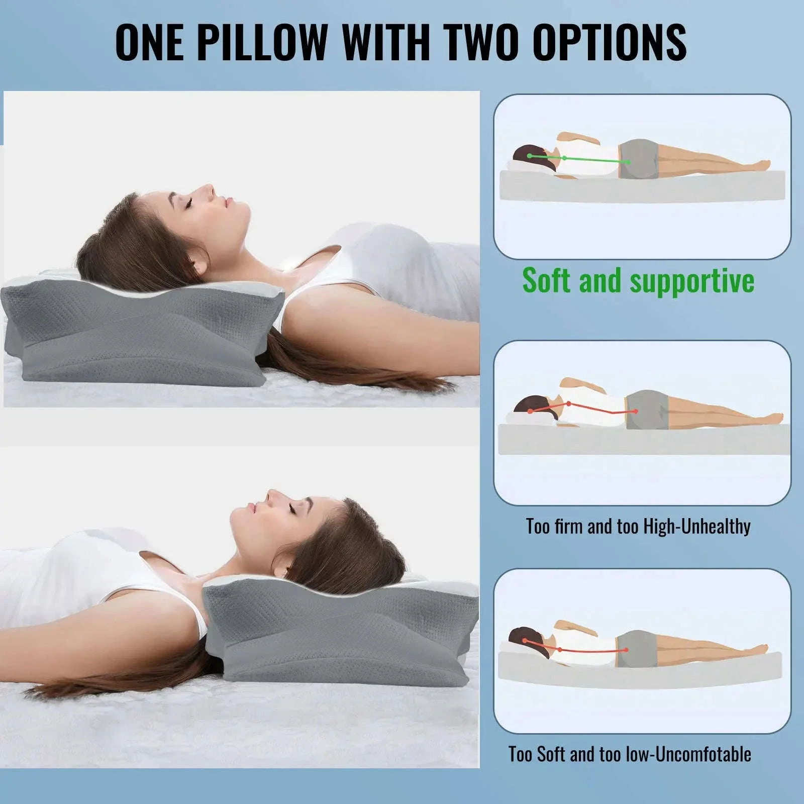 Memory Foam Cervical Neck Pillow with Cooling Breathable Cover - Image 15