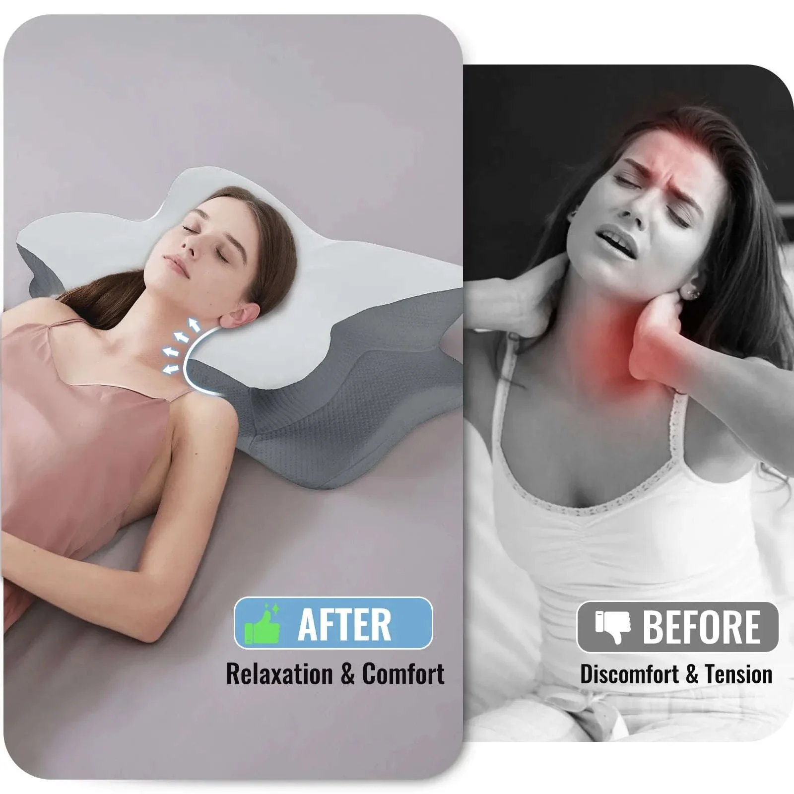 Memory Foam Cervical Neck Pillow with Cooling Breathable Cover - Image 16
