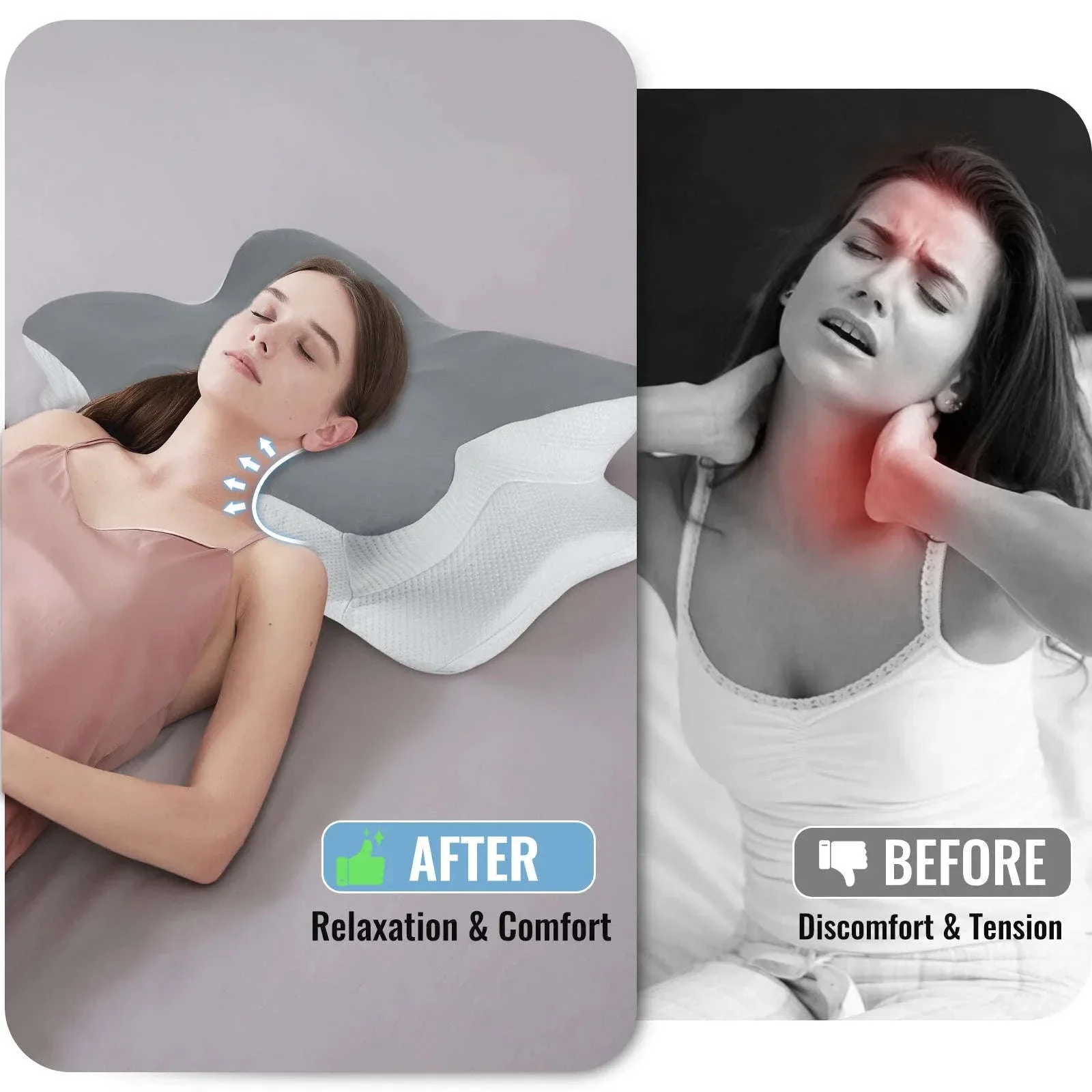 Memory Foam Cervical Neck Pillow with Cooling Breathable Cover - Image 3