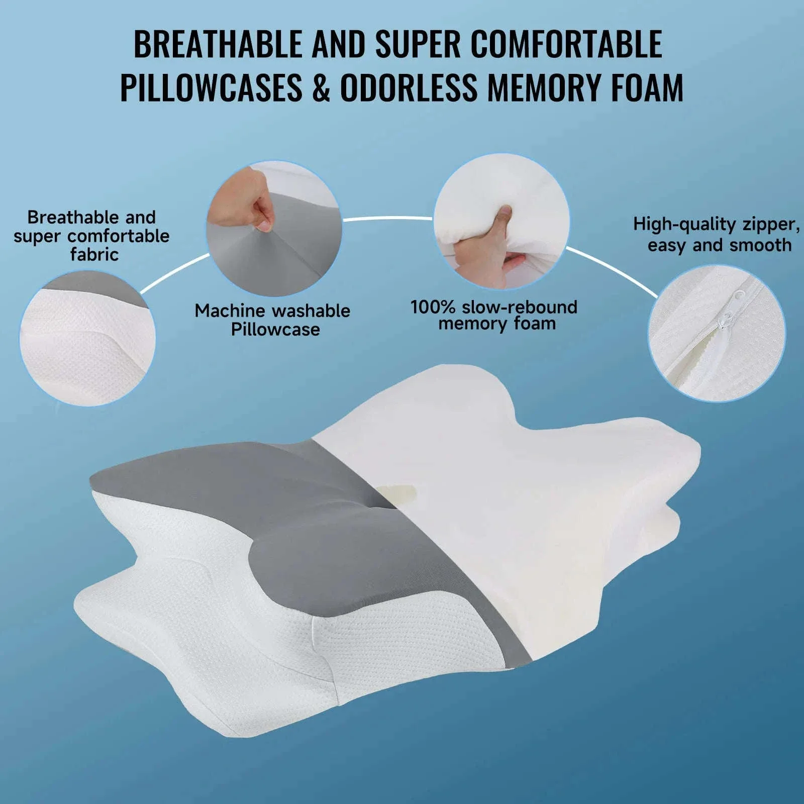 Memory Foam Cervical Neck Pillow with Cooling Breathable Cover - Image 4