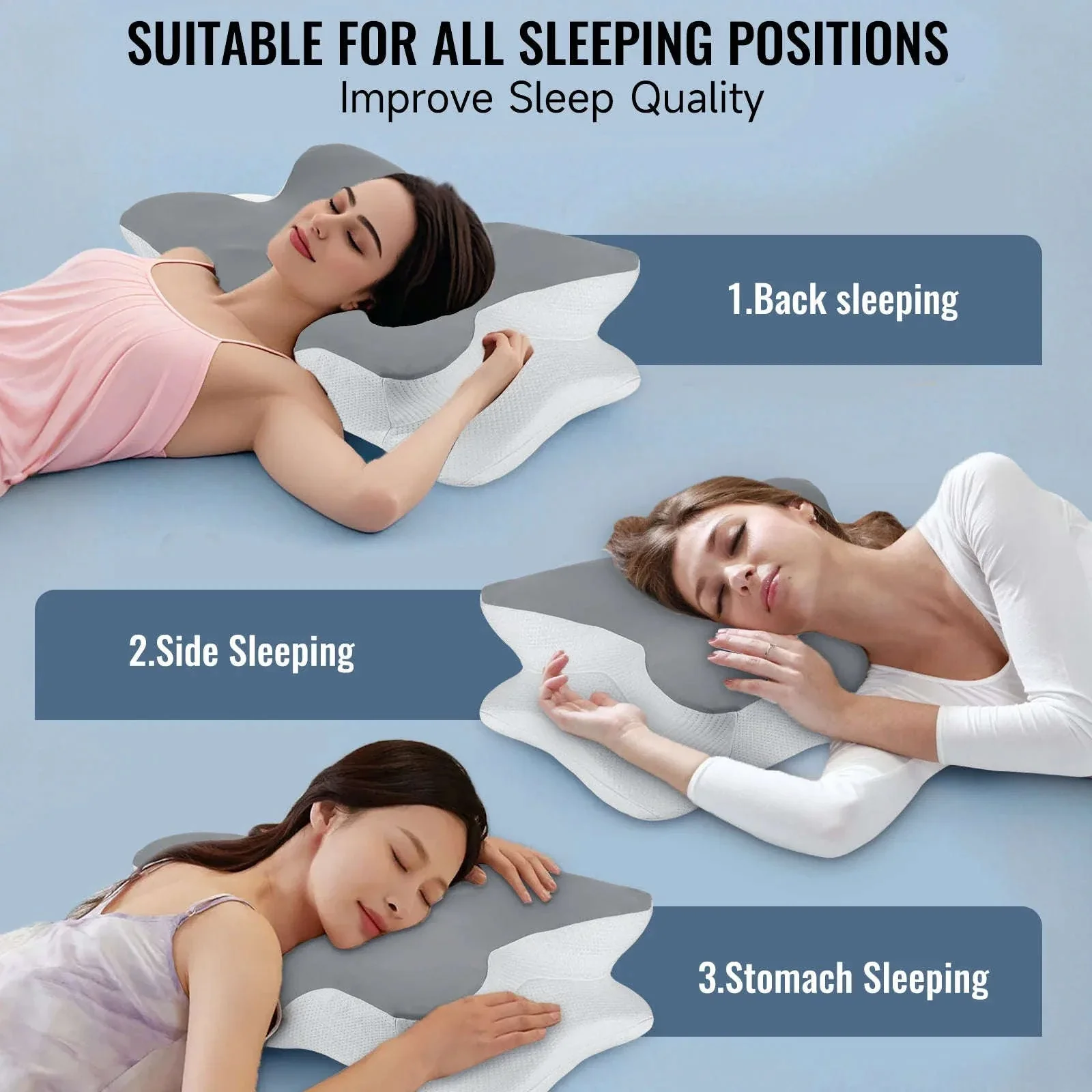 Memory Foam Cervical Neck Pillow with Cooling Breathable Cover - Image 9