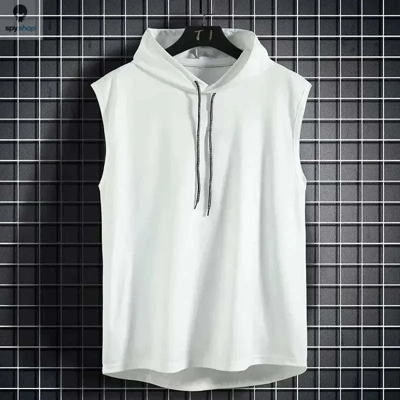 Men's Tie Collar Hooded Sleeveless Vest for Training and Street Style - Image 10