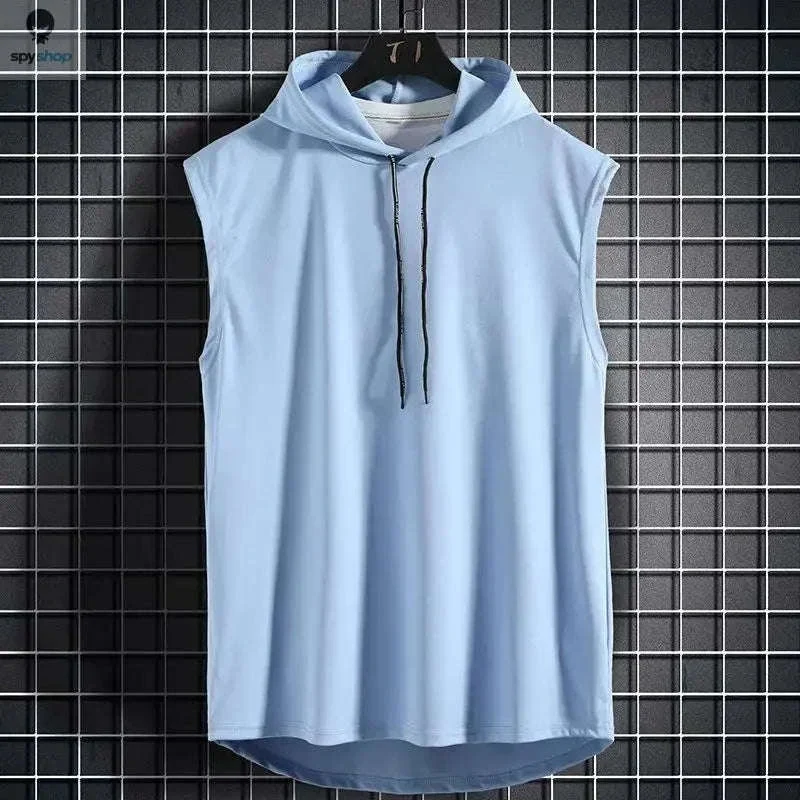 Men's Tie Collar Hooded Sleeveless Vest for Training and Street Style - Image 12
