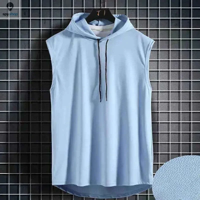 Men's Tie Collar Hooded Sleeveless Vest for Training and Street Style - Image 16