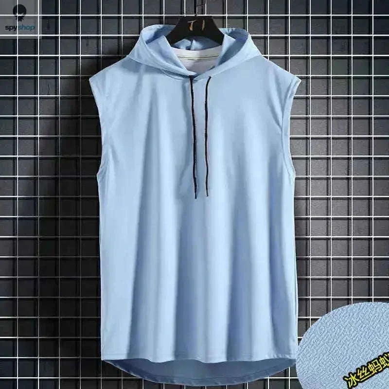 Men's Tie Collar Hooded Sleeveless Vest for Training and Street Style - Image 4