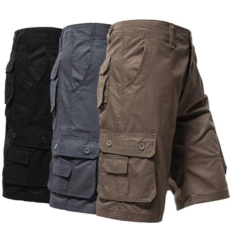 Men’s Cotton Cargo Shorts Knee Length Loose Fit Streetwear Style