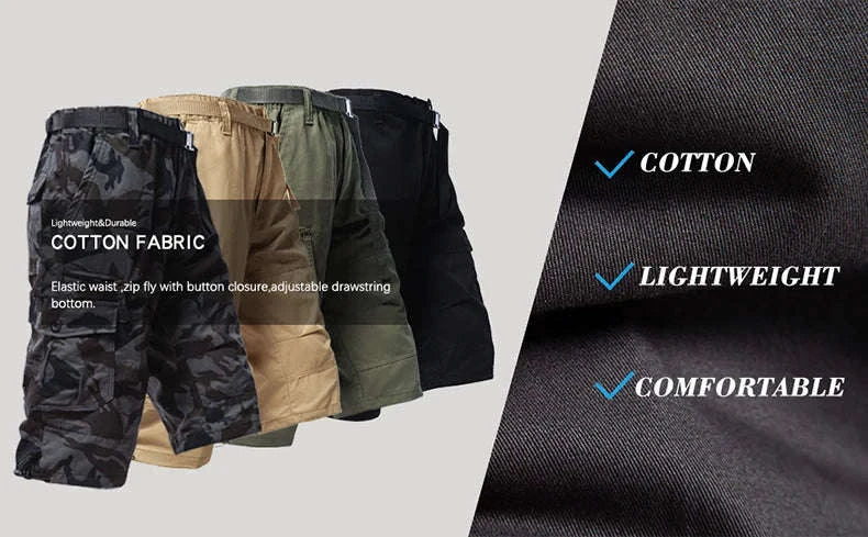 Men’s Cotton Cargo Shorts with 7 Pockets and Loose Fit - Image 7
