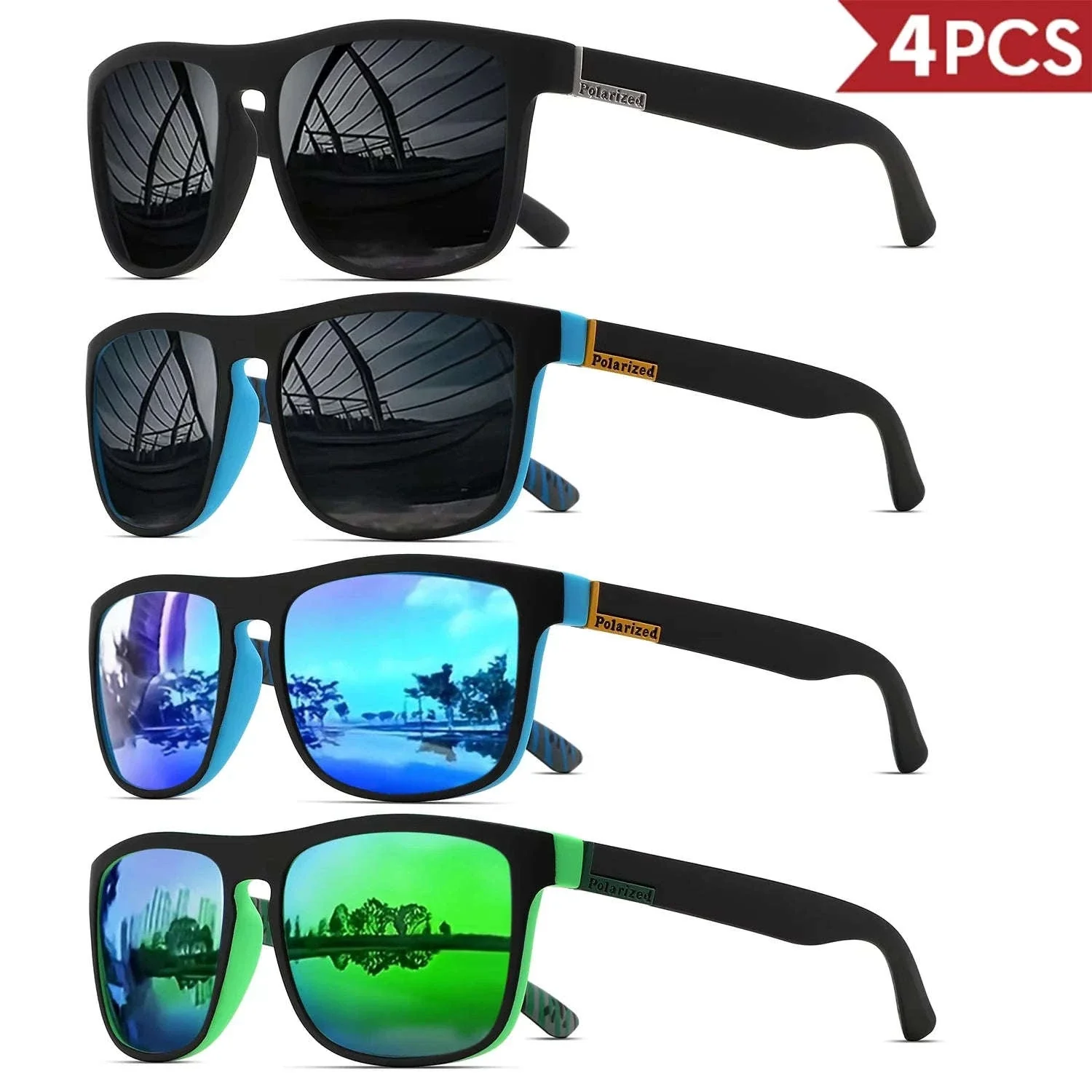 Men's Square Polarized Sunglasses with UV400 Protection - Image 19