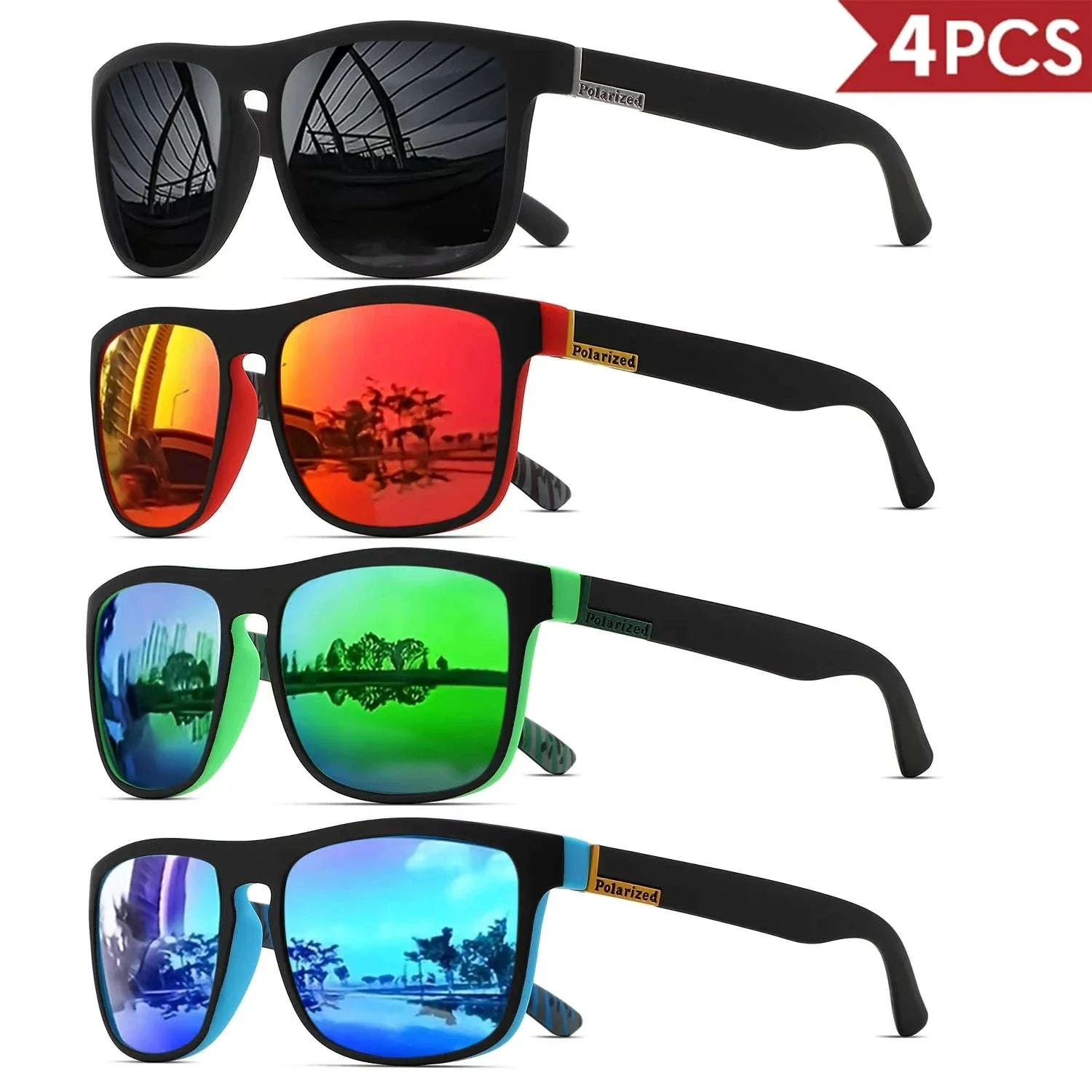 Men's Square Polarized Sunglasses with UV400 Protection - Image 9
