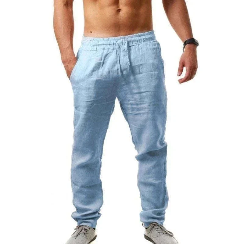 Men's Cotton Linen Pants with Elastic Waist and Drawstring - Image 21