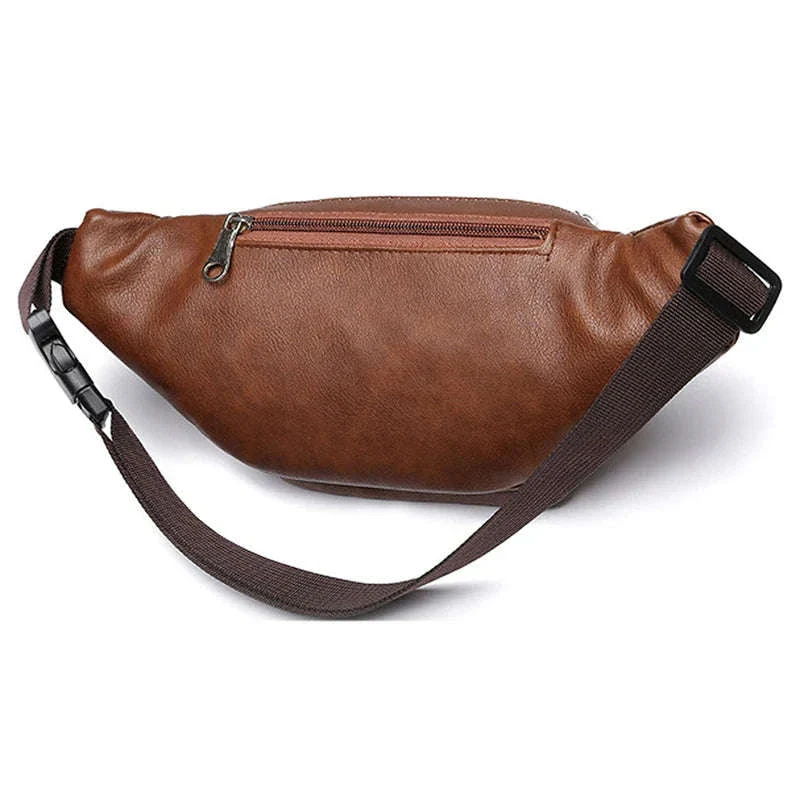 Men’s PU Leather Waist Pack Adjustable Belt Crossbody Bag - Image 14