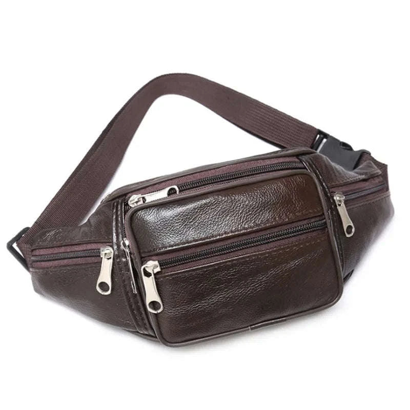 Men’s PU Leather Waist Pack Adjustable Belt Crossbody Bag - Image 21