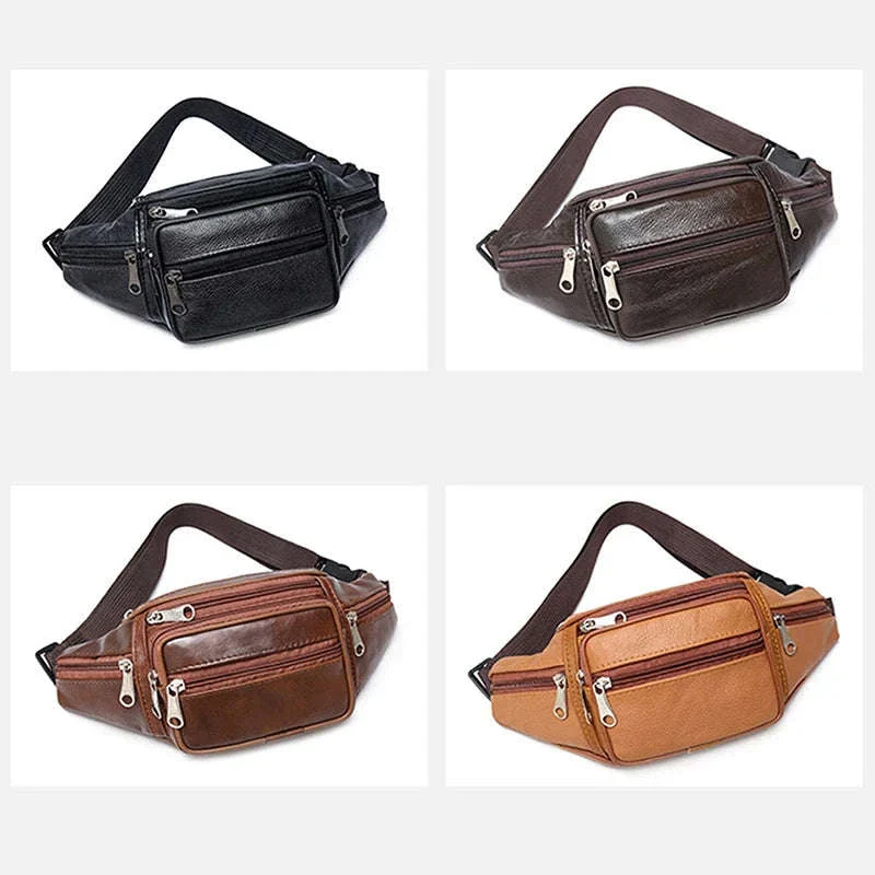 Men’s PU Leather Waist Pack Adjustable Belt Crossbody Bag - Image 6