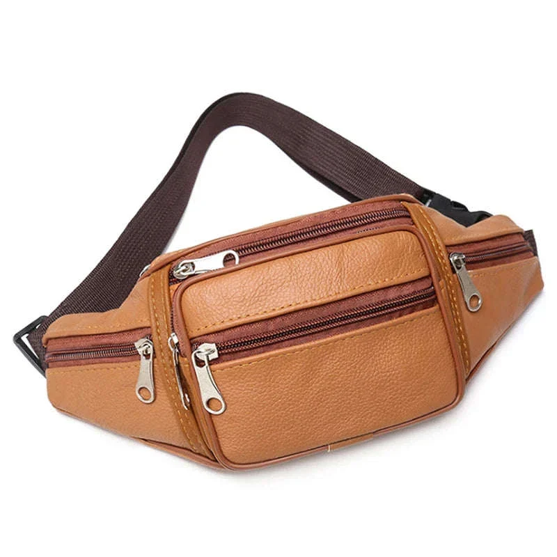 Men’s PU Leather Waist Pack Adjustable Belt Crossbody Bag - Image 8