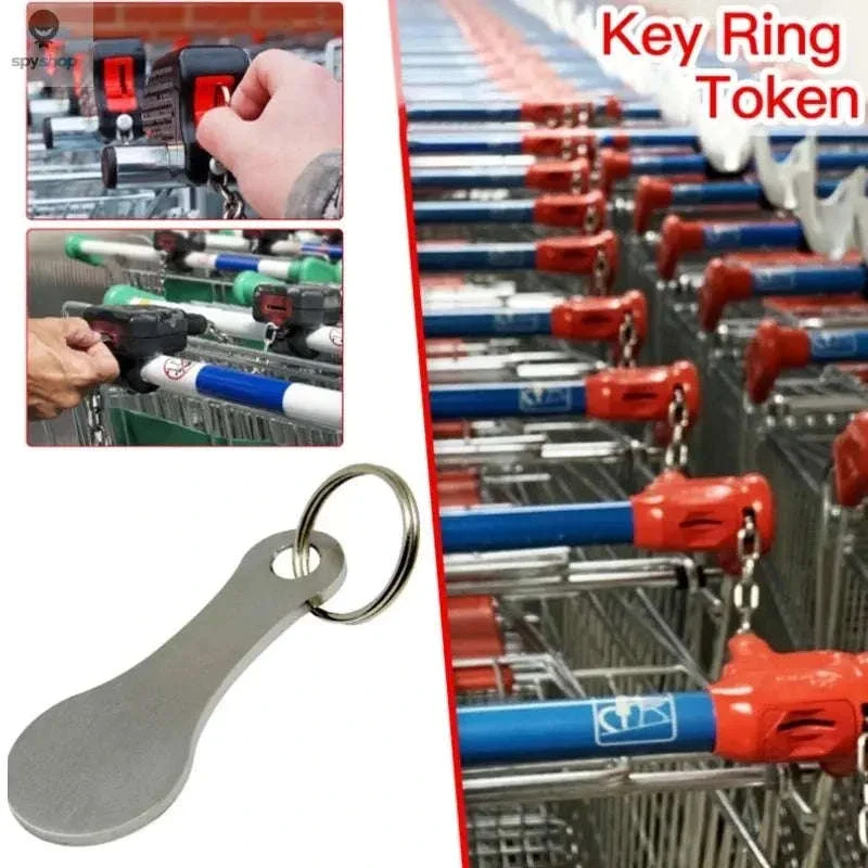 Metal Shopping Cart Token Keychain with Quick-Release Design - Image 2