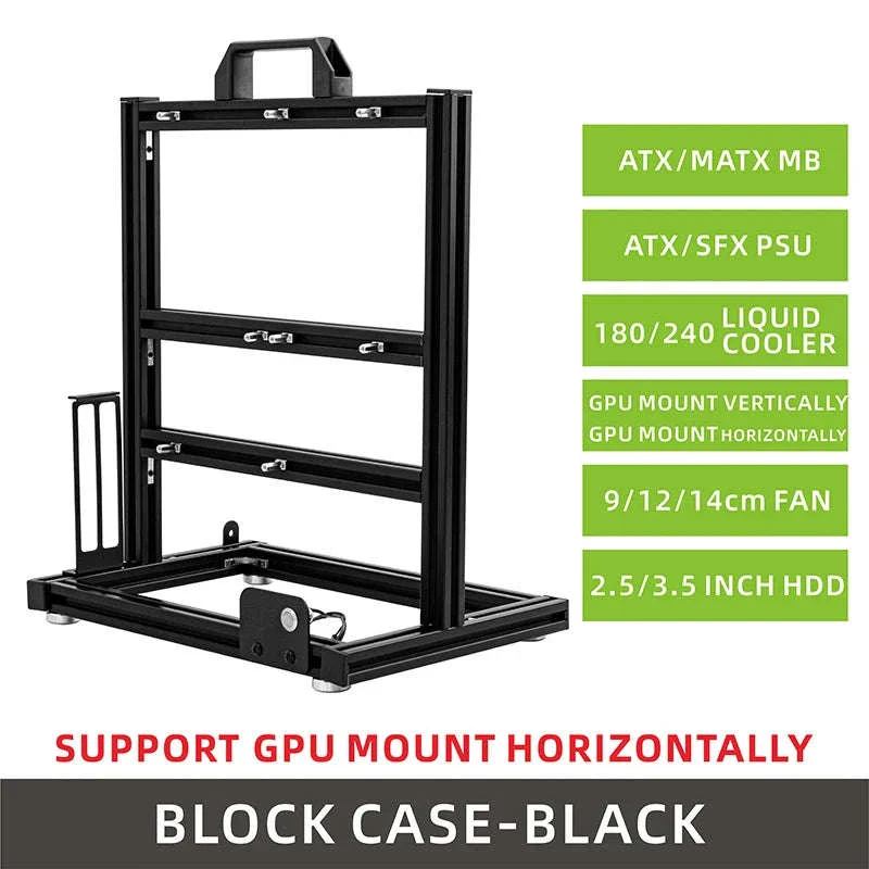 Open Frame ATX Aluminum PC Case with Horizontal GPU Mount - Image 24
