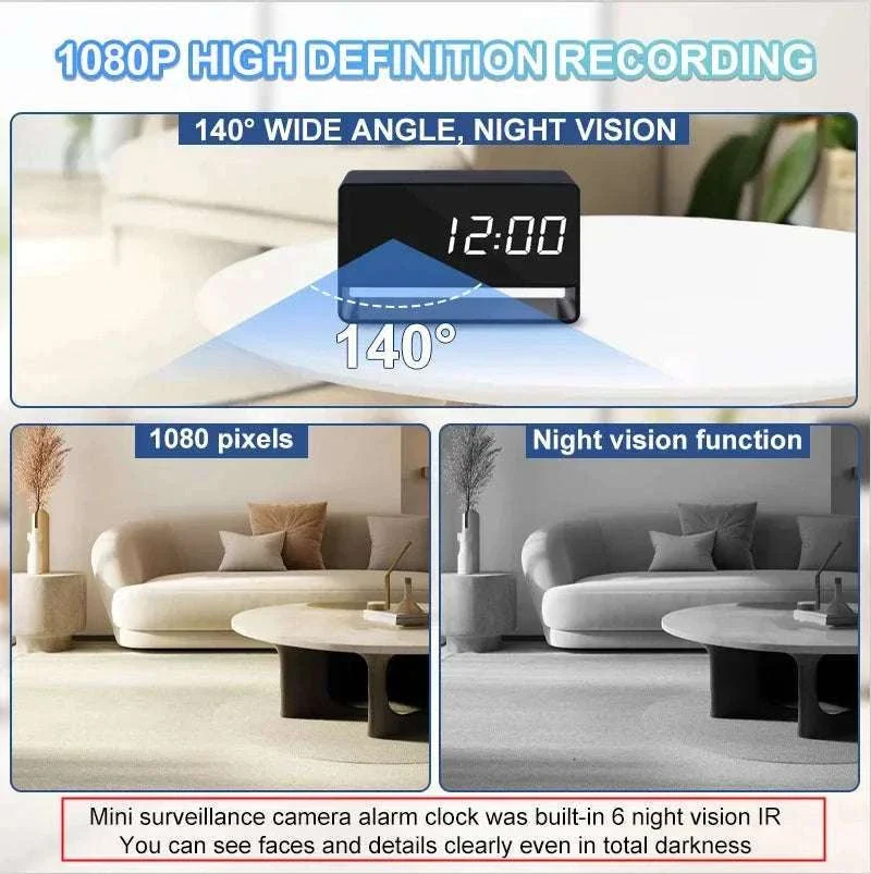 Mini 1080P WiFi Camera Clock with Night Vision Alerts - Image 14
