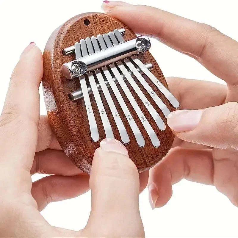 Mini 8-Key Wooden Kalimba Thumb Piano with Pendant Chain