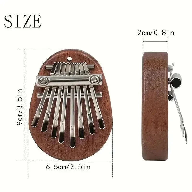 Mini 8-Key Wooden Kalimba Thumb Piano with Pendant Chain - Image 12