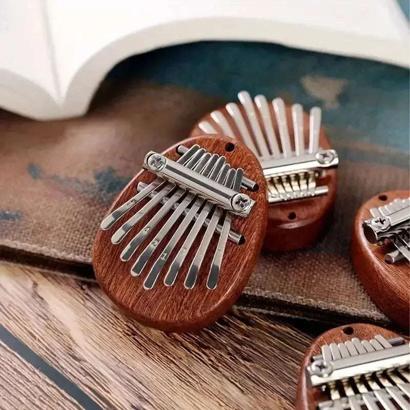 Mini 8-Key Wooden Kalimba Thumb Piano with Pendant Chain - Image 2