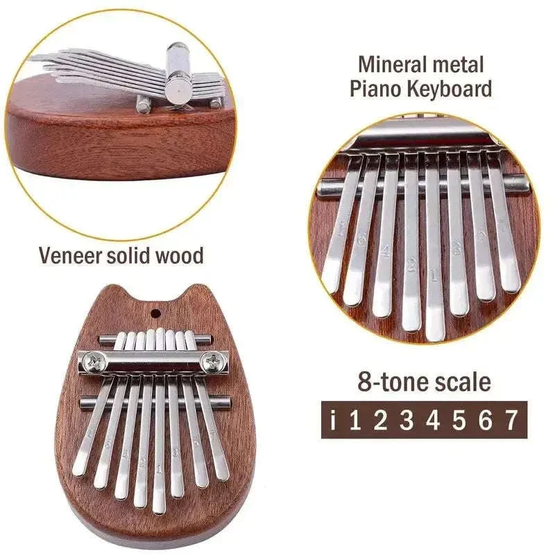 Mini 8-Key Wooden Kalimba Thumb Piano with Pendant Chain - Image 5