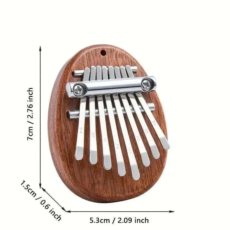 Mini 8-Key Wooden Kalimba Thumb Piano with Pendant Chain - Image 6