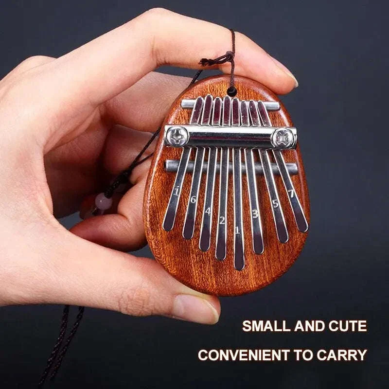 Mini 8-Key Wooden Kalimba Thumb Piano with Pendant Chain - Image 7