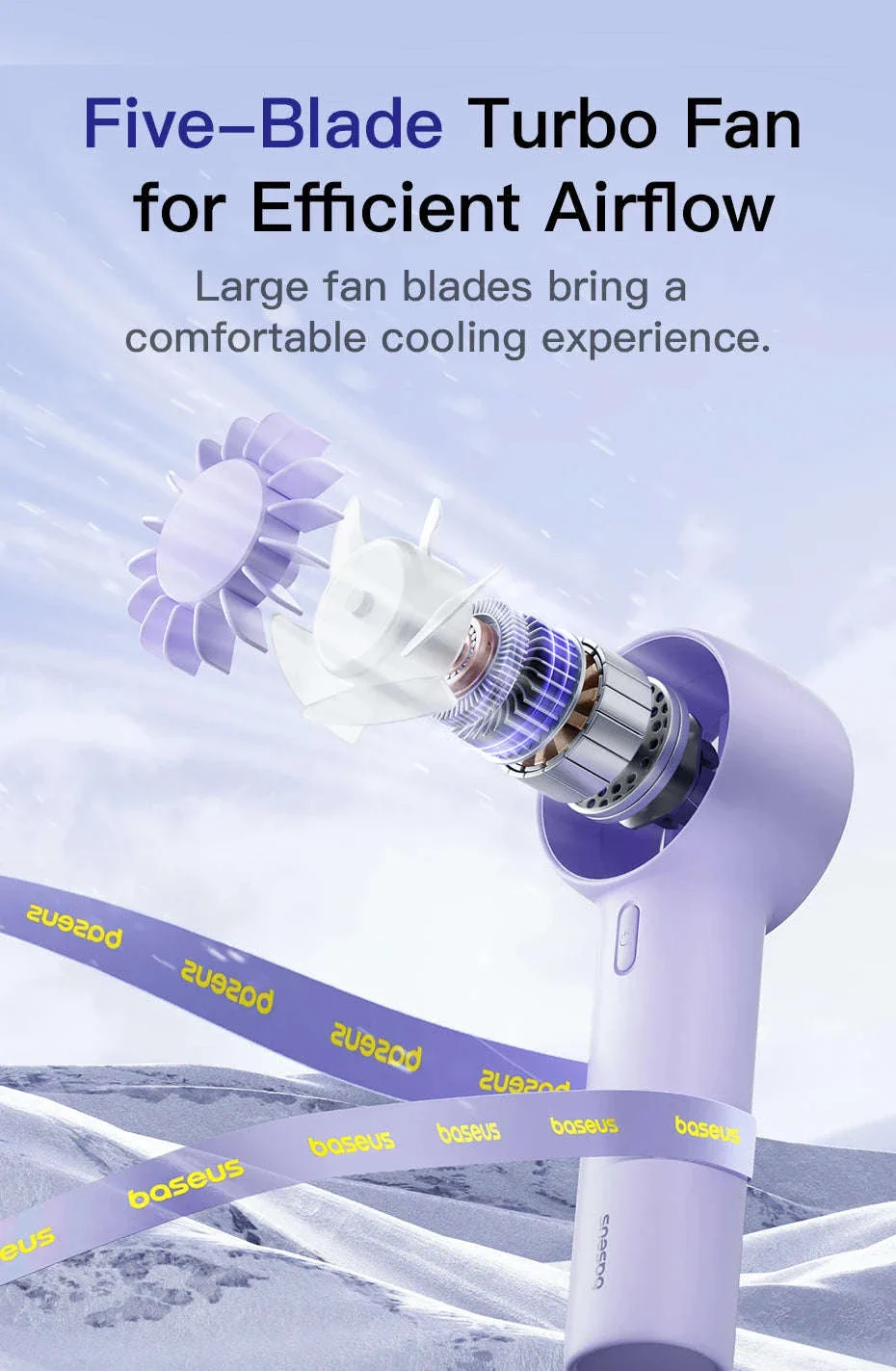 Mini Handheld Turbine Fan with 3 Speeds & Rechargeable Battery - Image 12