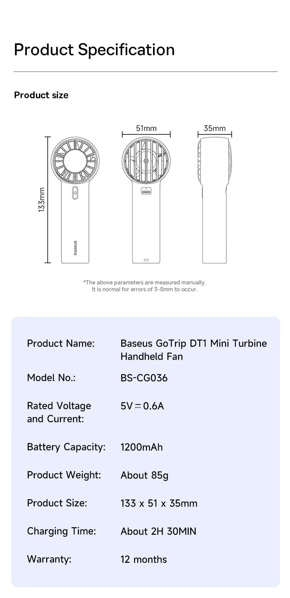 Mini Handheld Turbine Fan with 3 Speeds & Rechargeable Battery - Image 20