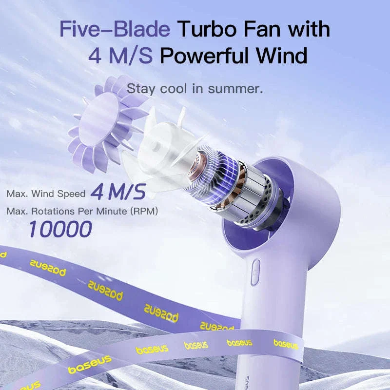 Mini Handheld Turbine Fan with 3 Speeds & Rechargeable Battery - Image 3